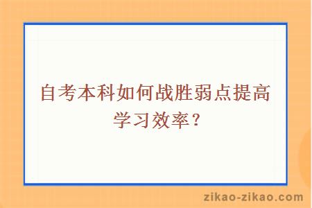 自考本科如何战胜弱点提高学习效率？