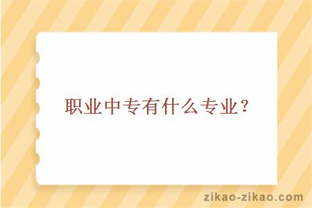 职业中专有什么专业？