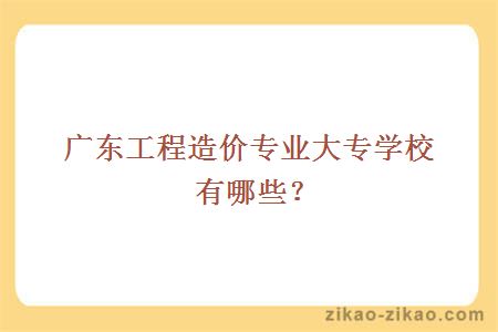 广东工程造价专业大专学校有哪些？