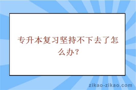 专升本复习坚持不下去了怎么办？