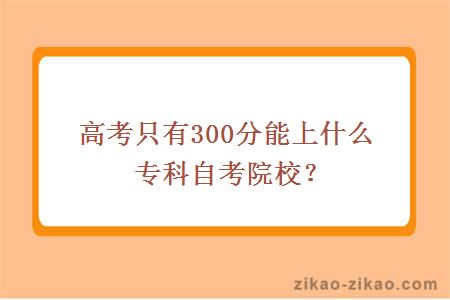 高考只有300分能上什么专科自考院校？