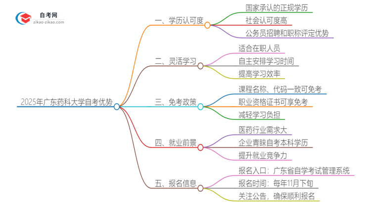 2025年广东药科大学自考有什么优势吧？思维导图