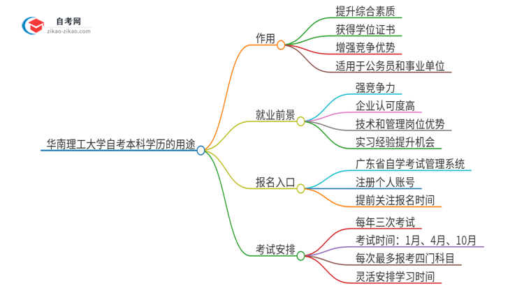 华南理工大学的自考本科学历都有哪些用途（2025年）思维导图