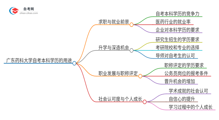 广东药科大学的自考本科学历都有哪些用途（2025年）思维导图