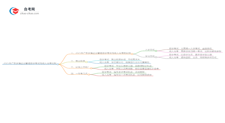 2025年广东乡镇企业管理自学考试与成人高考哪个好？思维导图