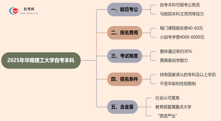 2025年华南理工大学自考本科学历能考公吗？思维导图