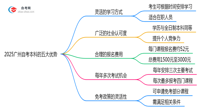 2025广州自考本科5大优势:为什么超30万人选择?思维导图
