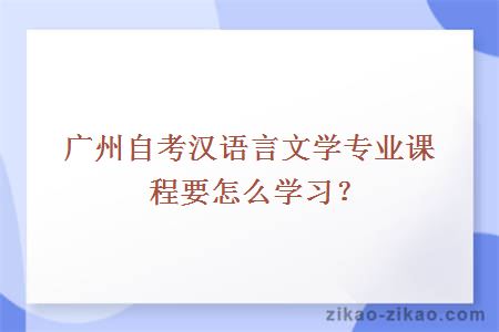 广州自考汉语言文学专业课程要怎么学习？