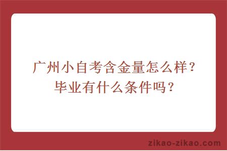 广州小自考含金量怎么样？毕业有什么条件吗？