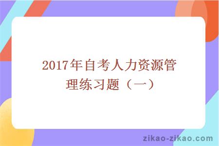 2017年自考人力资源管理练习题（一）