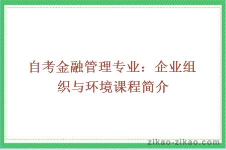 自考金融管理专业：企业组织与环境课程简介