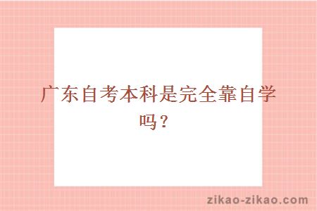 广东自考本科是完全靠自学吗？