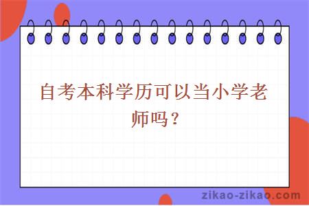 自考本科学历可以当小学老师吗？