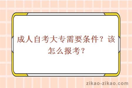 成人自考大专需要条件？该怎么报考？