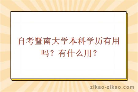 自考暨南大学本科学历有用吗？有什么用？