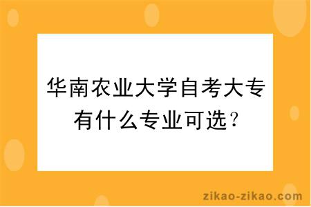 华南农业大学自考大专有什么专业可选？