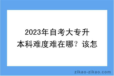 2023年自考大专升本科难度难在哪？该怎么学习？