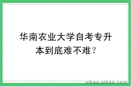 华南农业大学自考专升本到底难不难？