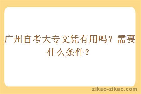 广州自考大专文凭有用吗？需要什么条件？