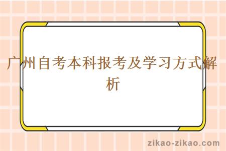 广州自考本科报考及学习方式解析