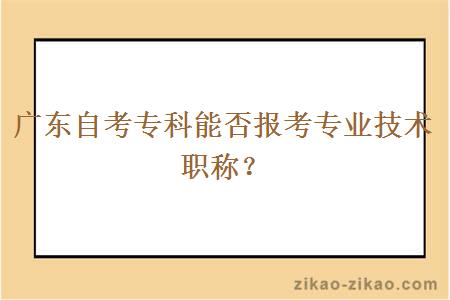 广东自考专科能否报考专业技术职称？