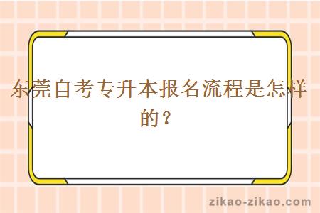 东莞自考专升本报名流程是怎样的？