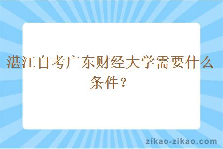 湛江自考广东财经大学需要什么条件？