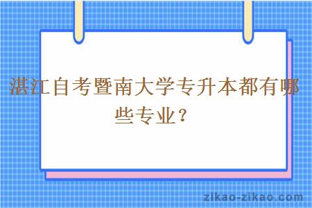 湛江自考暨南大学专升本都有哪些专业？