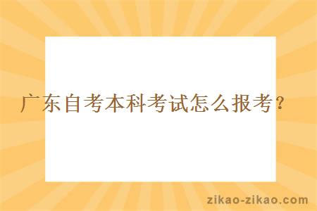 广东自考本科考试怎么报考？