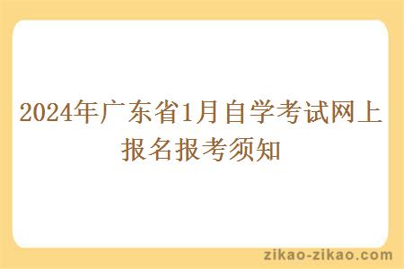 2024年广东省1月自学考试网上报名报考须知