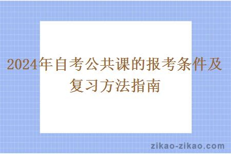 2024年自考公共课的报考条件及复习方法指南