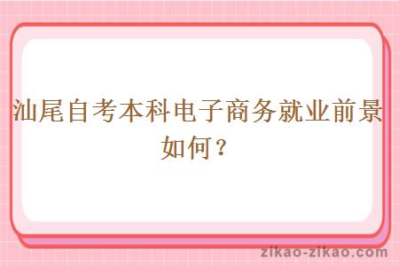 汕尾自考本科电子商务就业前景如何？