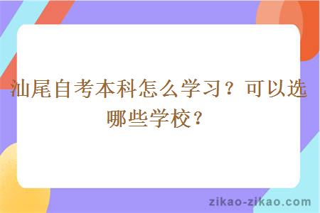 汕尾自考本科怎么学习？可以选哪些学校？