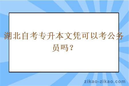 湖北自考专升本文凭可以考公务员吗？