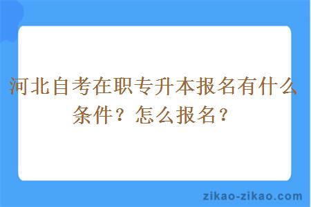 河北自考在职专升本报名有什么条件？怎么报名？