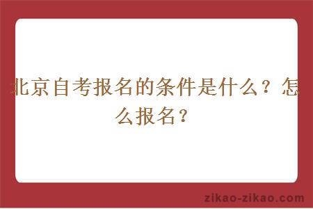 北京自考报名的条件是什么？怎么报名？