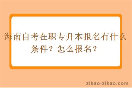 海南自考在职专升本报名有什么条件？怎么报名？