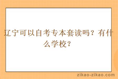 辽宁可以自考专本套读吗？有什么学校？