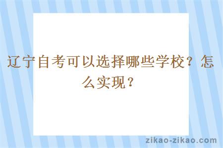 辽宁自考可以选择哪些学校？怎么实现？