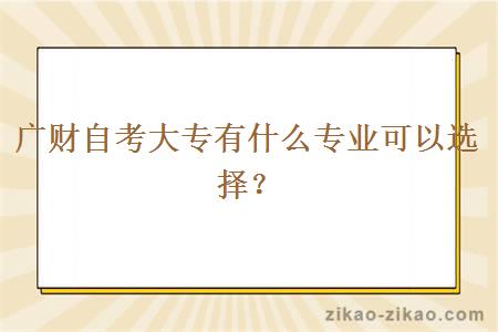 广财自考大专有什么专业可以选择？