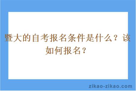 暨大的自考报名条件是什么？该如何报名？