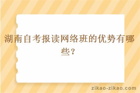 湖南自考报读网络班的优势有哪些？