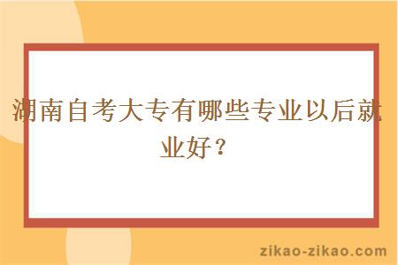 湖南自考大专有哪些专业以后就业好？