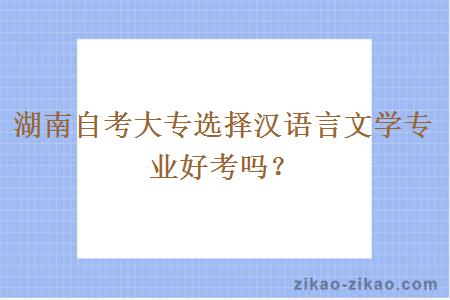 湖南自考大专选择汉语言文学专业好考吗？