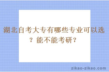 湖北自考大专有哪些专业可以选？能不能考研？