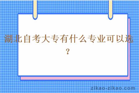 湖北自考大专有什么专业可以选？