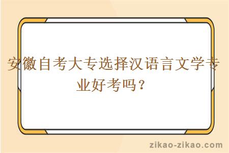 安徽自考大专选择汉语言文学专业好考吗？