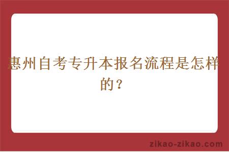 惠州自考专升本报名流程