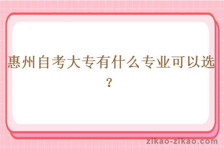 惠州自考大专有什么专业可以选？