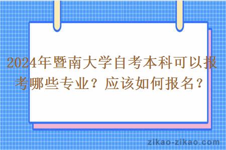 2024年暨南大学自考本科可以报考哪些专业？应该如何报名？